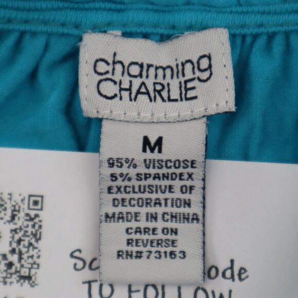 Charming Charlie Dress M Blue Long Fit Flare Sleeveless Pleated Knit Stretch - Picture 2 of 16